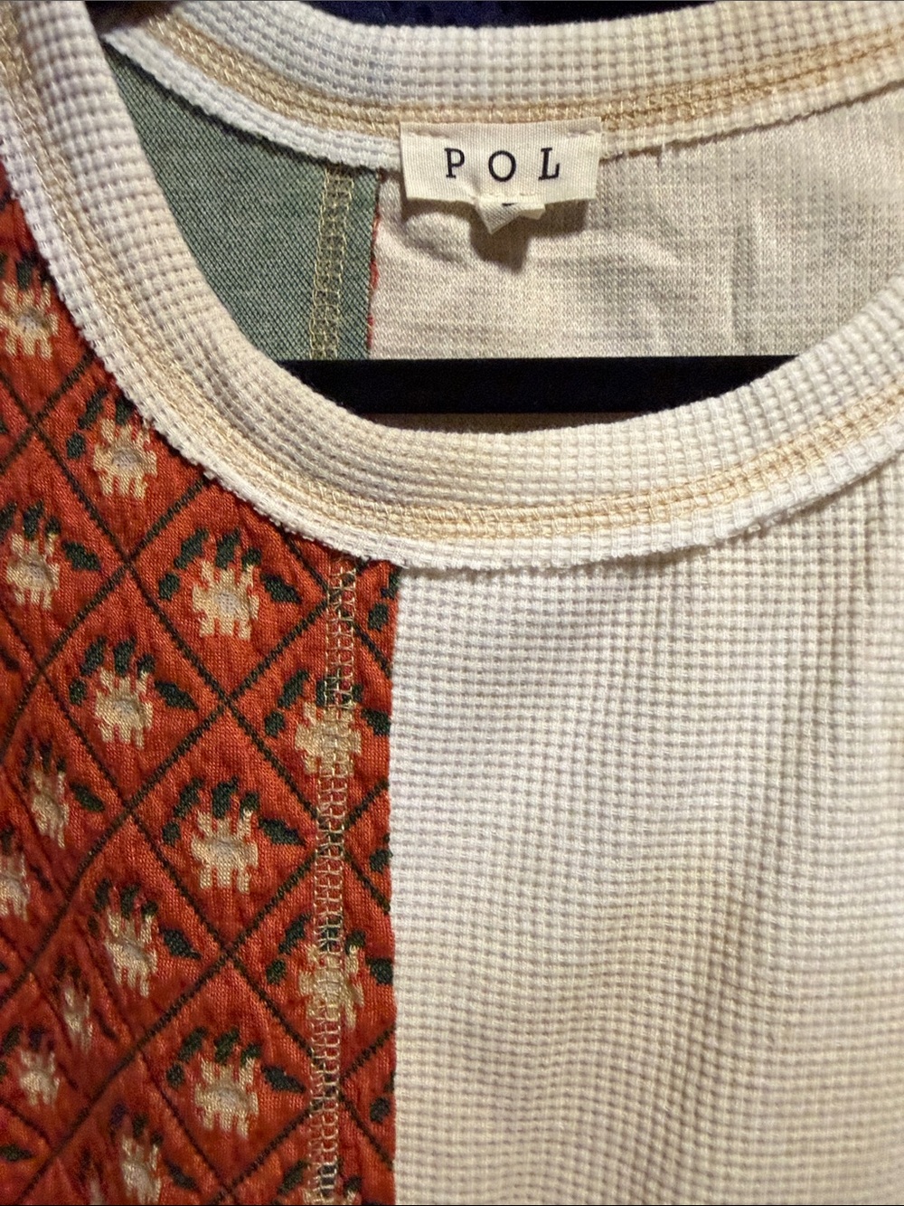 POL Cream and Rust Patchwork Waffle-Knit Pullover - Picture 14 of 14